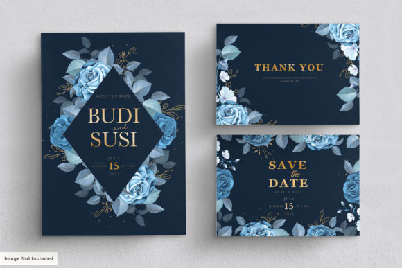 Creating Unforgettable Invitations with the Blue Wedding Card Set with Floral