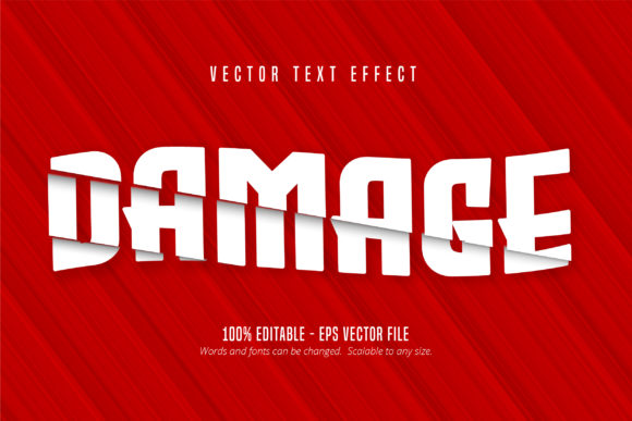 Damage Text, Cutout Style Text Effect for Bold Designs