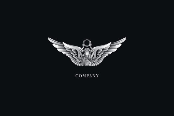 Goddess Victory Silver Metallic Logo 3D