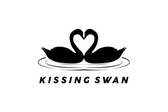 Kissing Swan Silhouette Love Ripple Wave: A Versatile Vector Design for Creative Projects