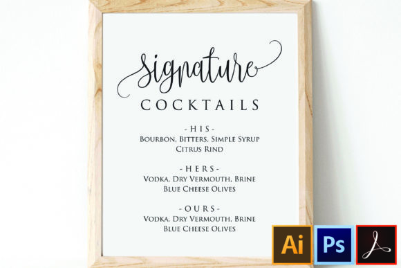 Signature Cocktails Sign Template Print