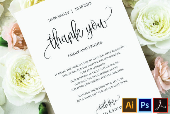 Wedding Thank You Note Design Template
